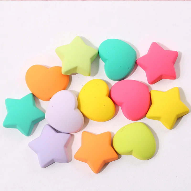 10Pcs Glitter Powder Hearts Flatback Resin Cabochons