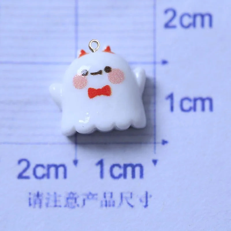 10Pcs Cute Halloween Ghost Series Resin Charms