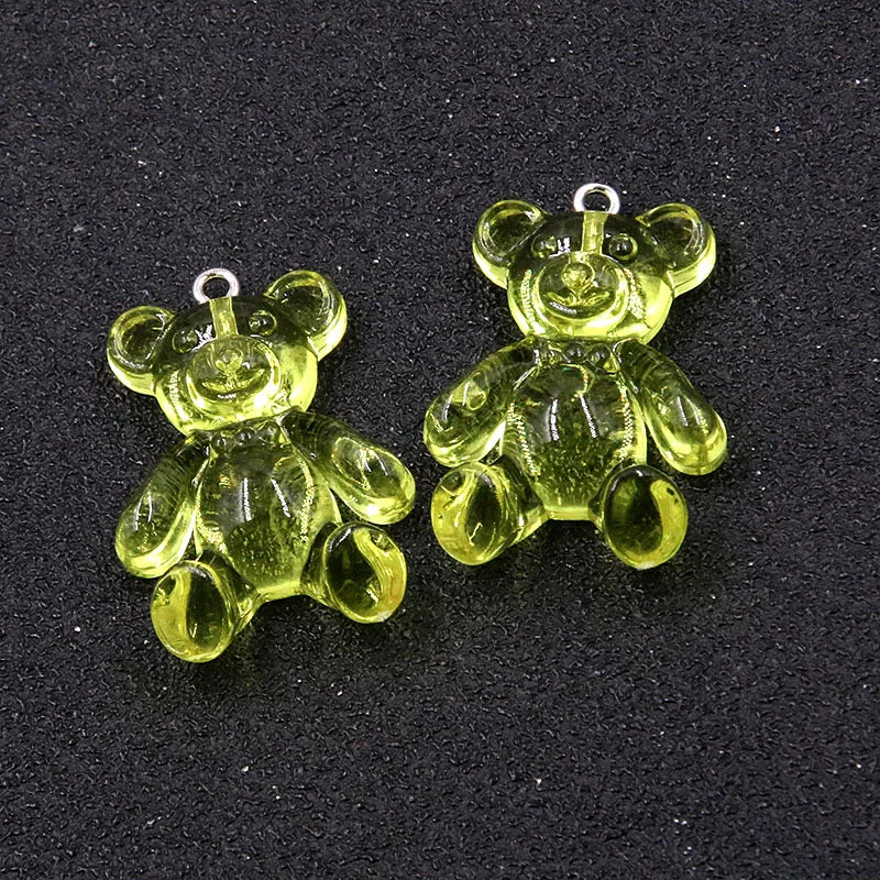 10Pcs 6 Colors 24*36mm Cute Bear Charms Resin