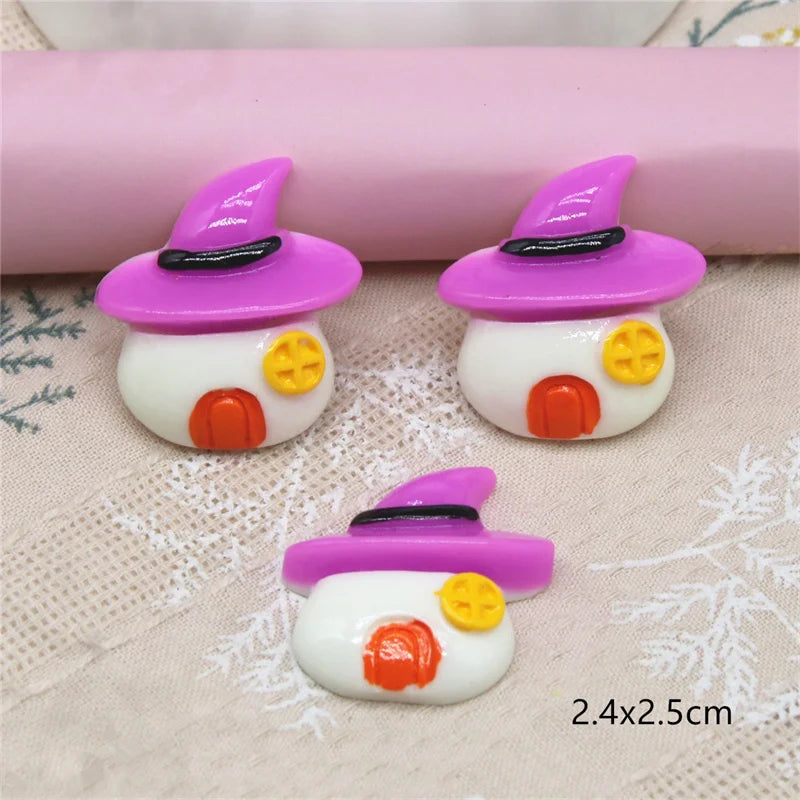 10pcs Resin Halloween Pumpkin White Ghost Flat Back Cabochon Art Supply Decoration Charm Craft DIY Hair Bow Center