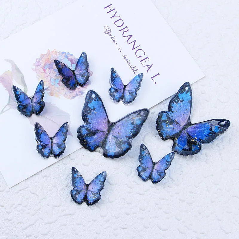 10Pcs Glitter Powder Hearts Flatback Resin Cabochons