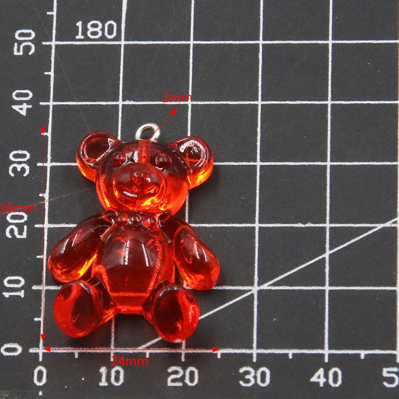 10Pcs 6 Colors 24*36mm Cute Bear Charms Resin