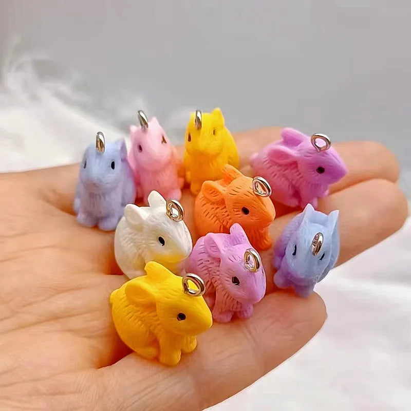 10Pcs 21*22mm 6 Color Rabbit Animal Charms