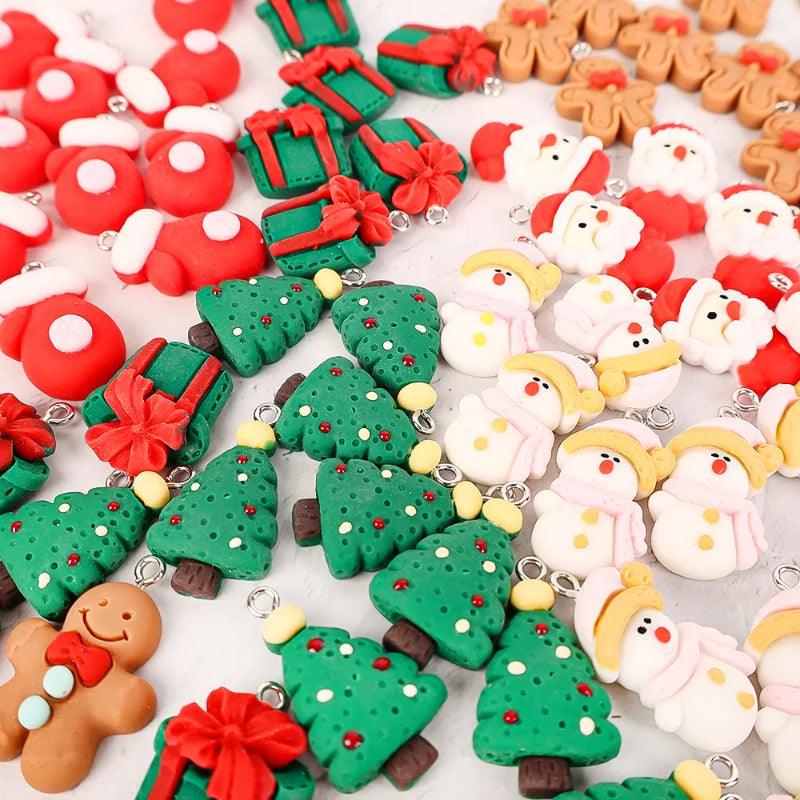 10pcs Cute Christmas Earring Resin Charms