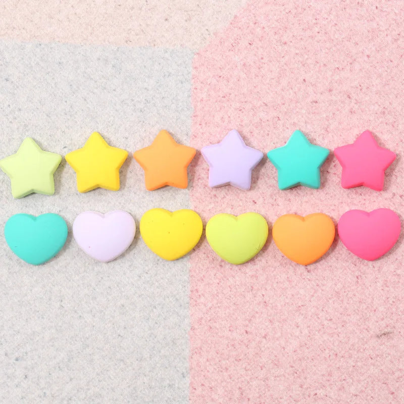 10Pcs Glitter Powder Hearts Flatback Resin Cabochons