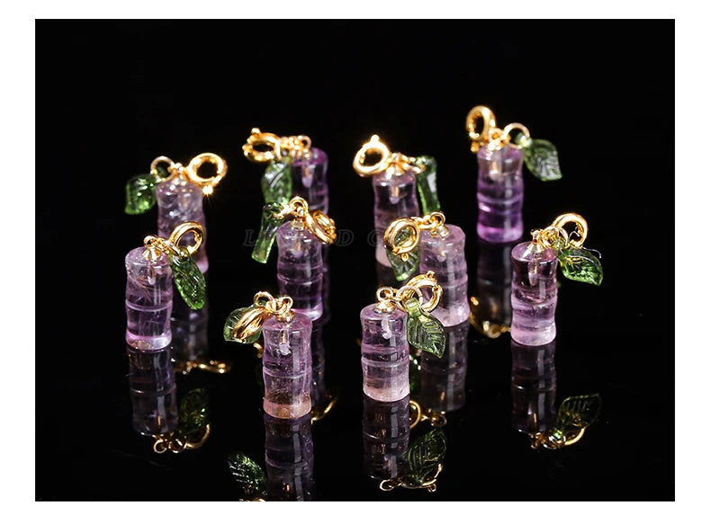 1 Pc Natural Amethyst Carved Bamboo Shape