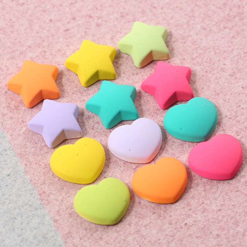 10Pcs Glitter Powder Hearts Flatback Resin Cabochons