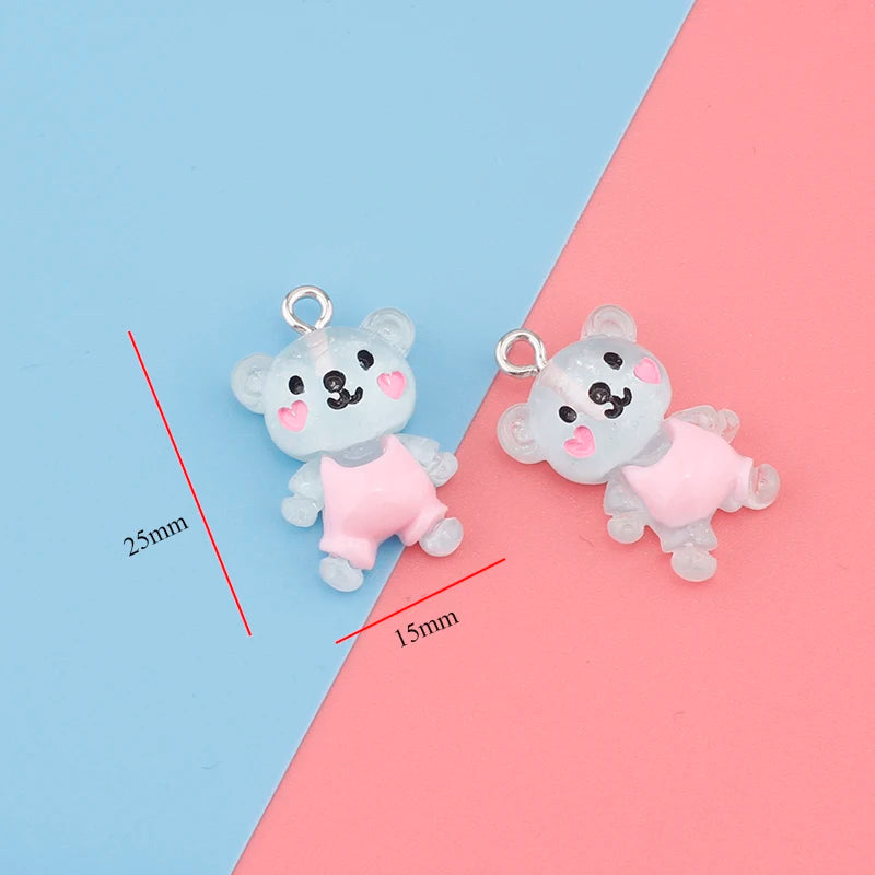 10pcs 15mm Cute Kawaii Bear Resin Charms