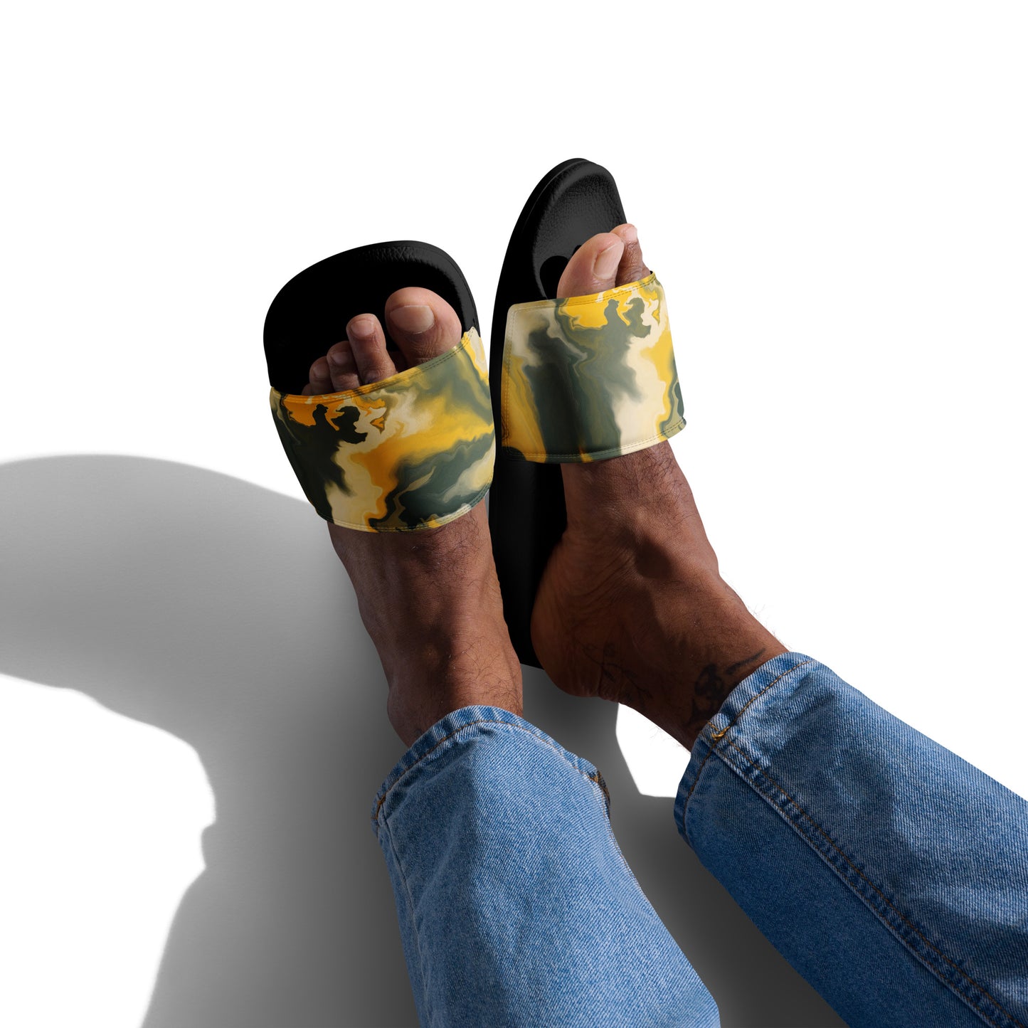 MUSTARD GREEN ABSTRACT Men’s slides