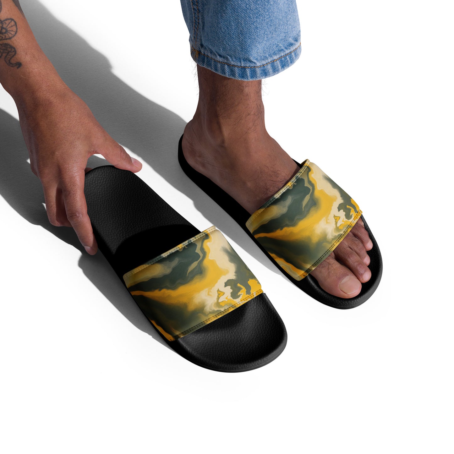 MUSTARD GREEN ABSTRACT Men’s slides