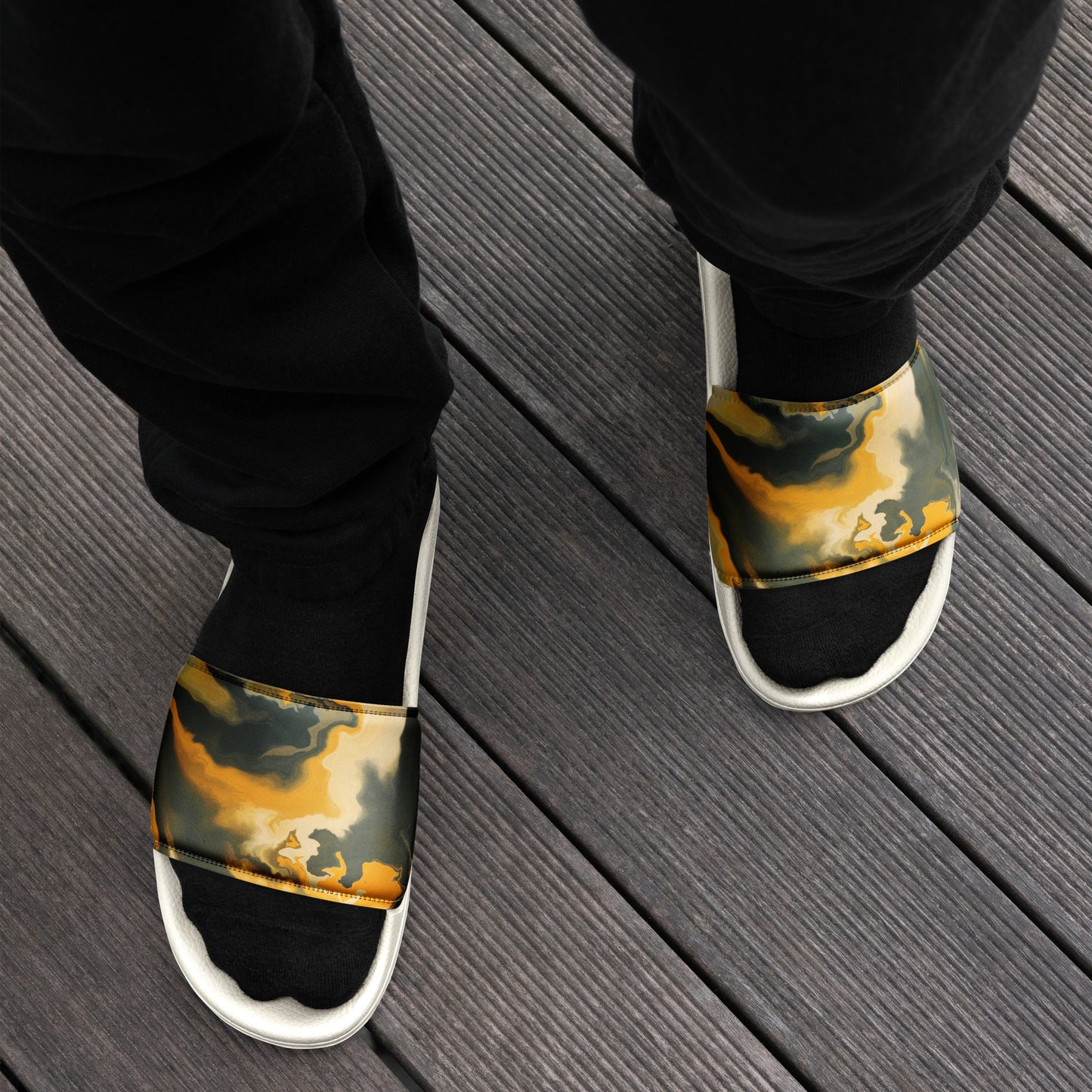 MUSTARD GREEN ABSTRACT Men’s slides