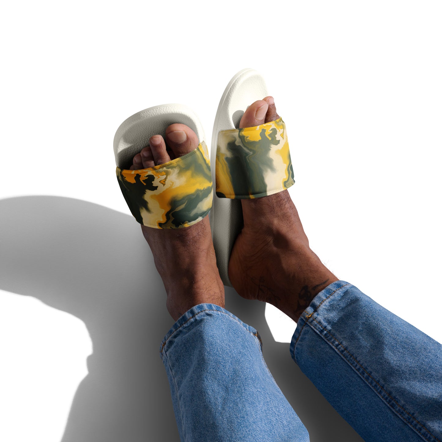 MUSTARD GREEN ABSTRACT Men’s slides