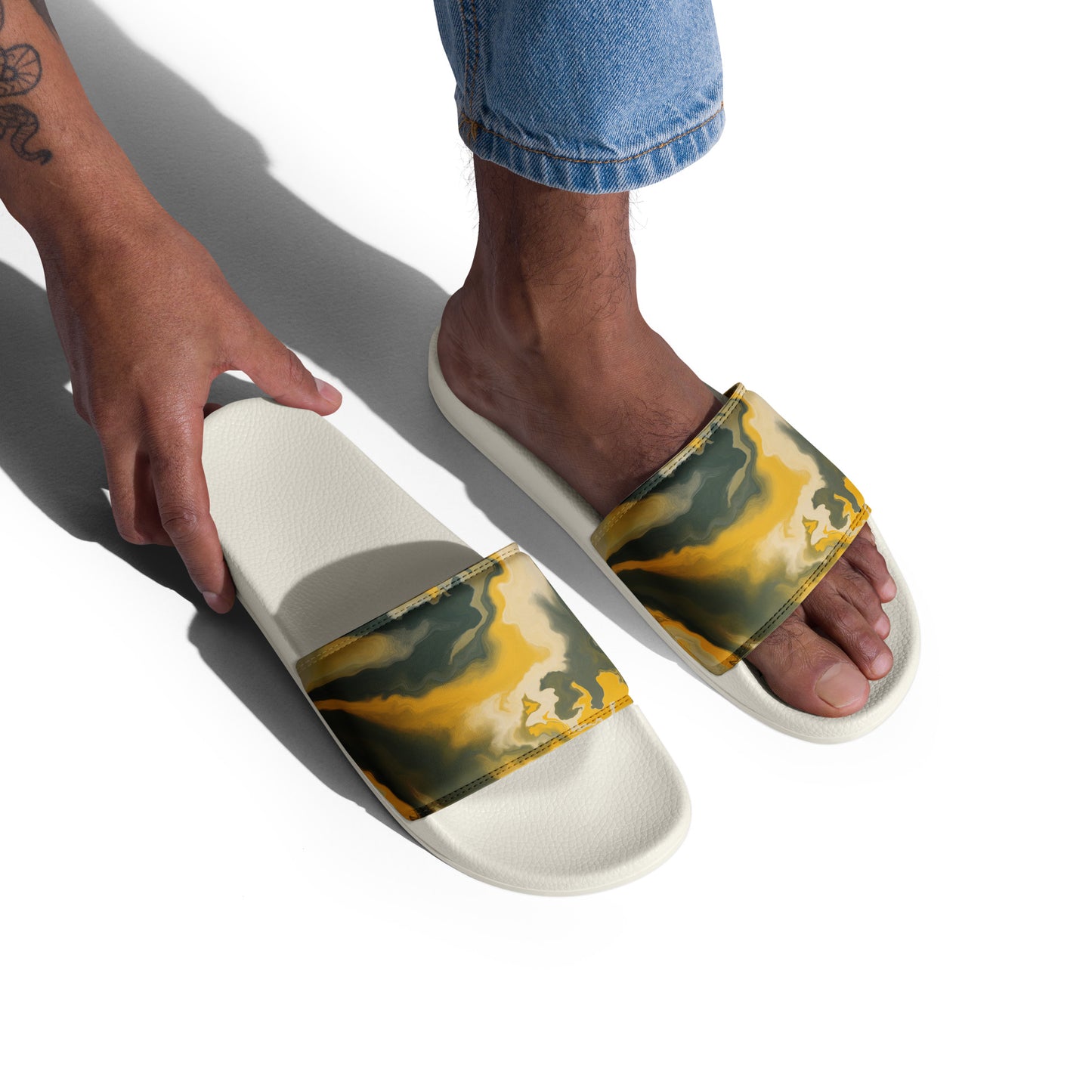 MUSTARD GREEN ABSTRACT Men’s slides